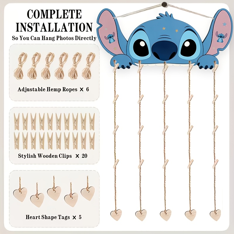 E-shop Disney Stitch Wanddeko, dekorative Kunst im Holz-Hängebild-Set für Feiertage, geeignet für Weihnachten, Chanukka, Neujahr, Thanksgiving und