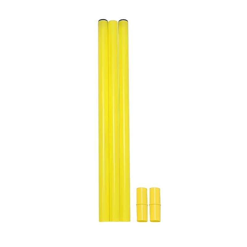 TEMU Set di 3 aste flessibili gialle per allenamento calcio - da allenamento in PVC con tappo , per allenamento di calcio, percorso ostacoli, team