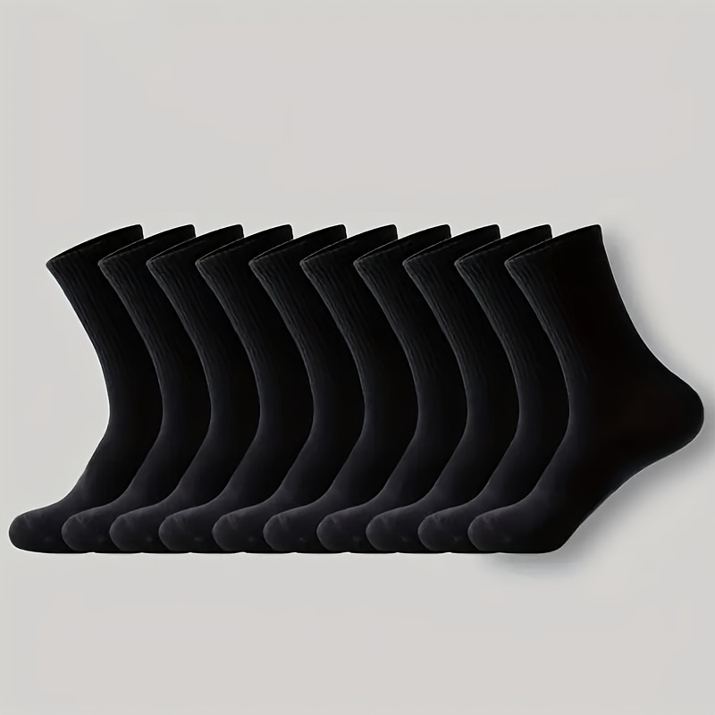 6/10/20 Pairs of Plain Black and White Socks, Simple and Comfortable Mid-Calf Socks, Suitable for Autumn and Winter, Men's and Women's Socks