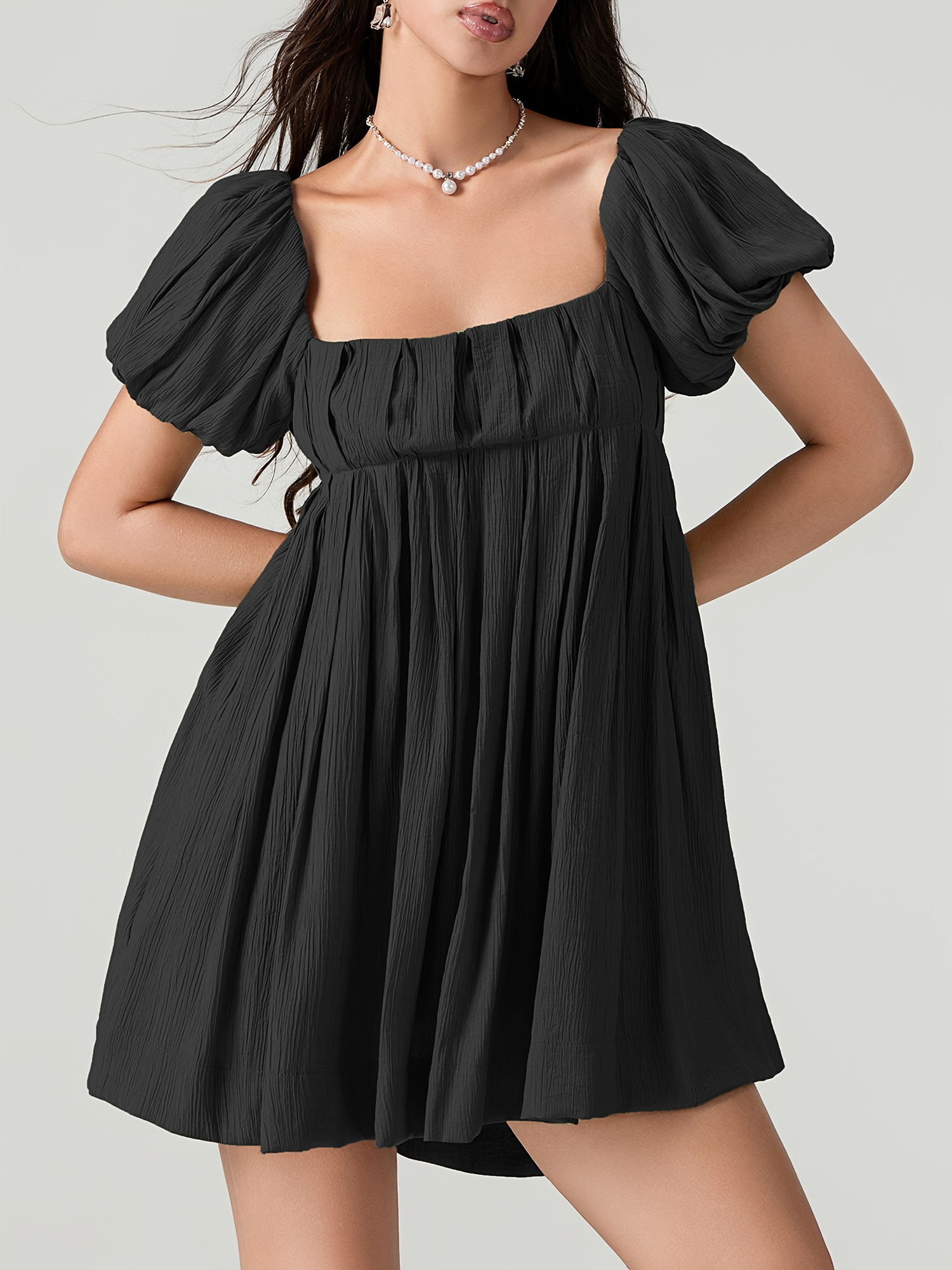 black tiered mini dress Black Button Down Tiered Mini Dress L