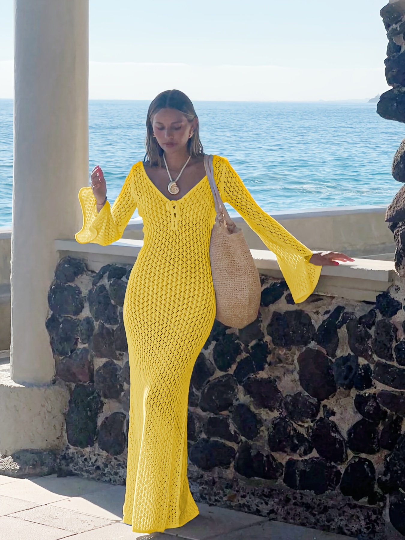 robe pull à crochet femmes manches longues nu Temu Switzerland