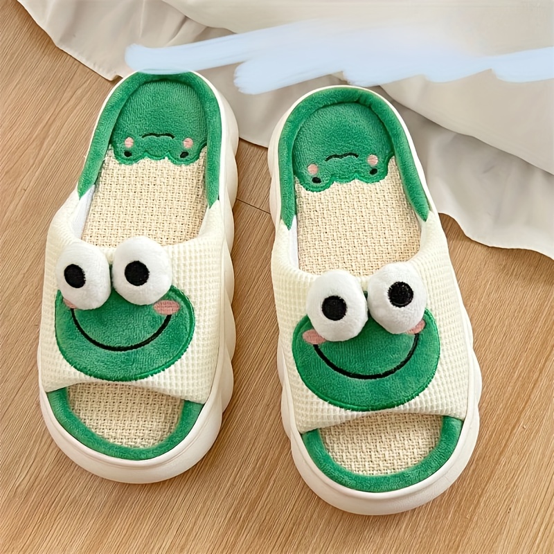 

Men's Adorable Big Eyes Cartoon Character Pattern Open Toe Breathable Slippers, Comfy Non Slip Casual Home Slides, Men's Footwear