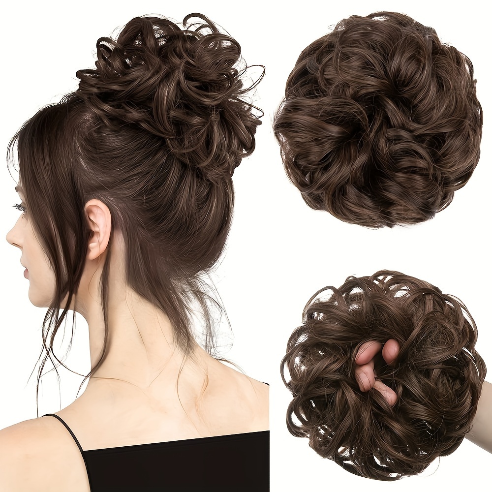 

Elegant Curly Wavy Hair Bun For Women, Messy Updo Hairpiece, Thick And Hair Band, , For 14+