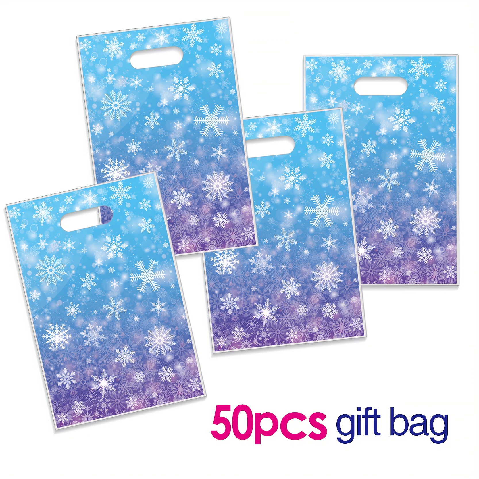 TEMU 50pcs Gift Packaging Bags Christmas Snowflake Handbags Gift Handbags Winter Souvenir Bags Pattern Gift Bags Holiday Party Packaging Bags