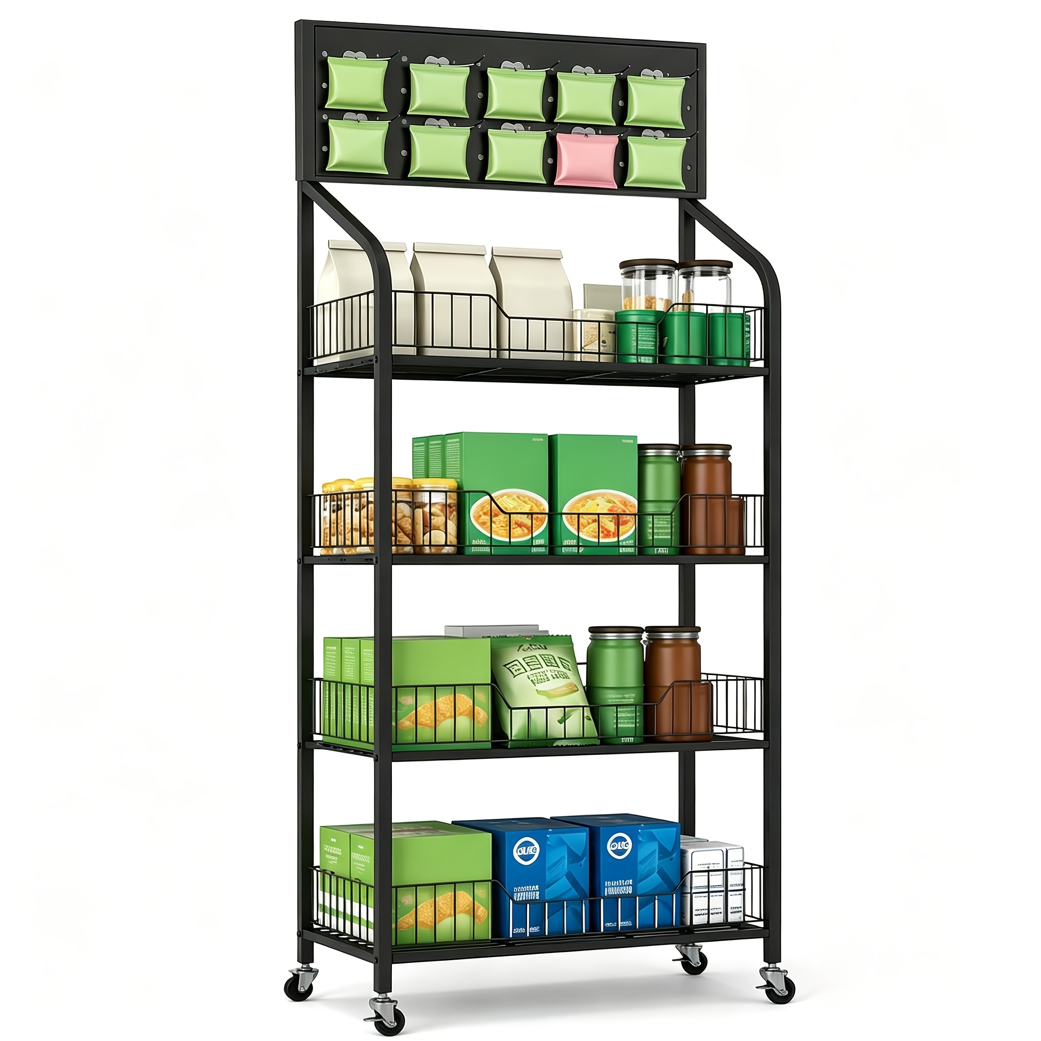 TEMU Présentoir à 4 niveaux pour collations et bonbons, étagère de rangement et d'organisation pour supermarchés et magasins de détail, et étagère de