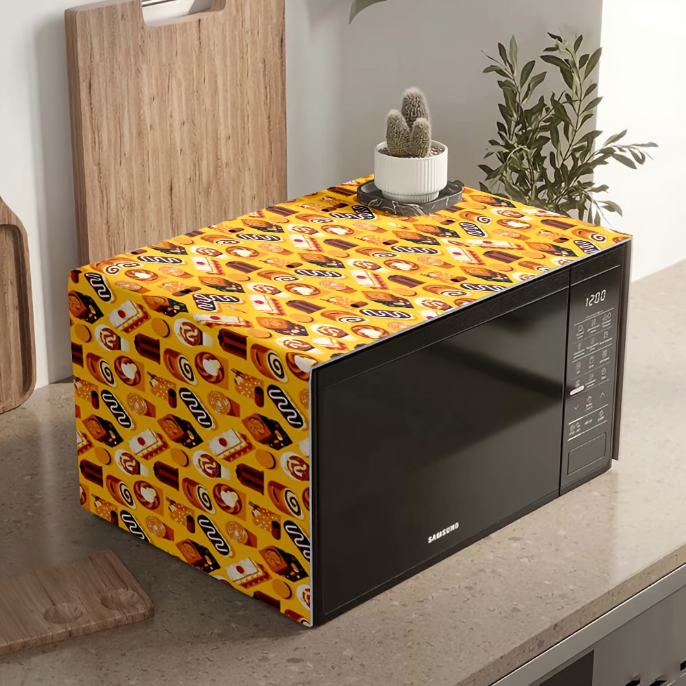 TEMU 1pc Nostalgic Coffee&bread Pattern Microwave Dust Cover, Suitable For Dust Prevention In Refrigerators And Cabinets - Polyester Fiber 13 "* 36",