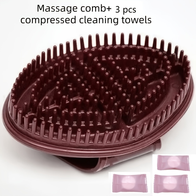 Image of 1pc Massage Brush And 3pcs Compression Cleaning Towels, Chakra Massage Brushes - Manual Full Body, Battery-free, Handheld Massager, Double-sided Design, Personal Massager