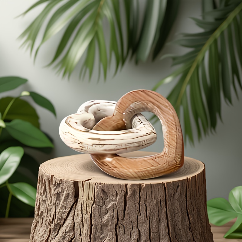 Image of Interlocking Heart Decor - Distressed End Love Knot Statue, Accent For Bedroom & Living Room, Perfect For Valentine's Day, Mother's Day, Christmas