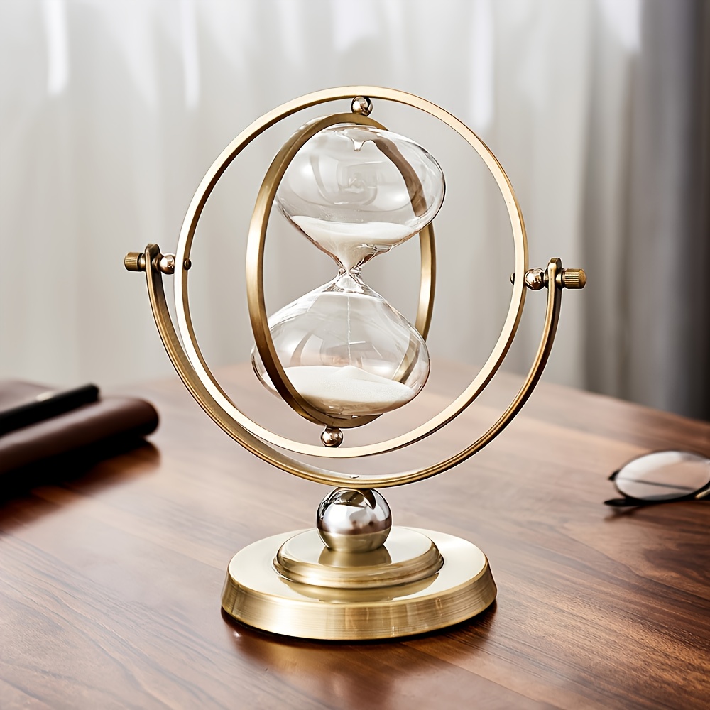 1pc hourglass 30 minute sand timer 720 rotating vintage white sand clock vintage sand watch 30 min metal half hour glass   for office desk home wedding decor office desk accessory elegant decor decorative hourglass   Product details 2