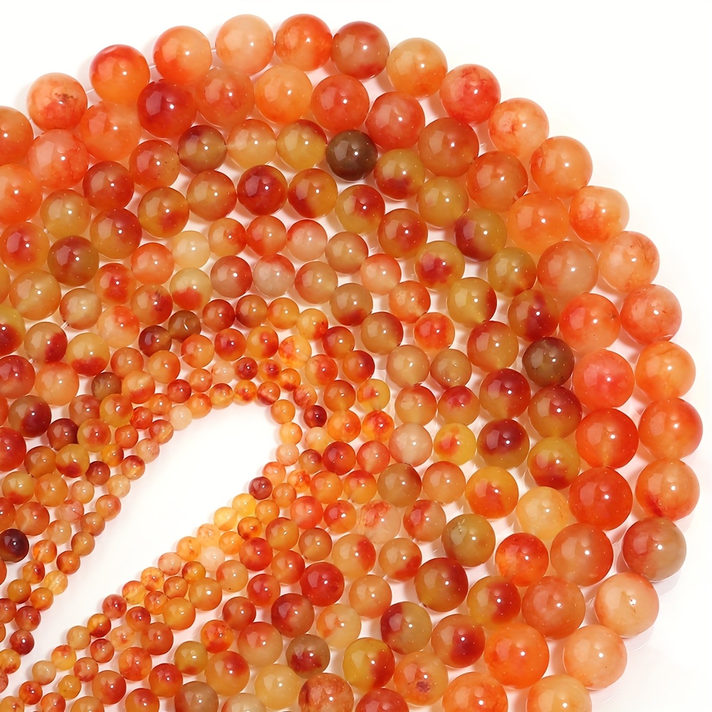Natural Orange-Yellow Dyed Round Stone Bead Bracelet for DIY