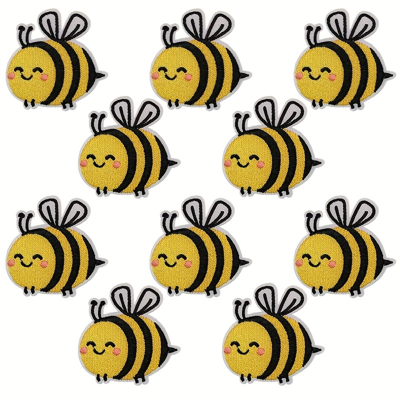 10pcs Cartoon Bee Embroidery Cloth Stickers Clothes Shoes Hats Bags Ironing Or Sewing Diy Decorative Patch Stickers