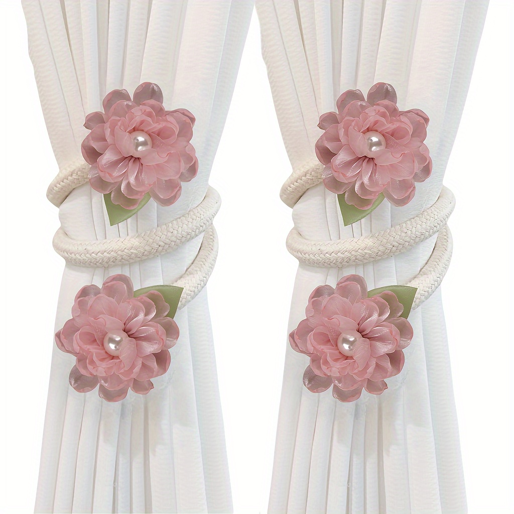 TEMU 2pcs Branch Flower Curtain Tie Creative Curtain Buckle Free Punching Belt Curtain Clip Curtain Accessories Curtain Tieback Curtain For Bedroom Living Room Home Decor