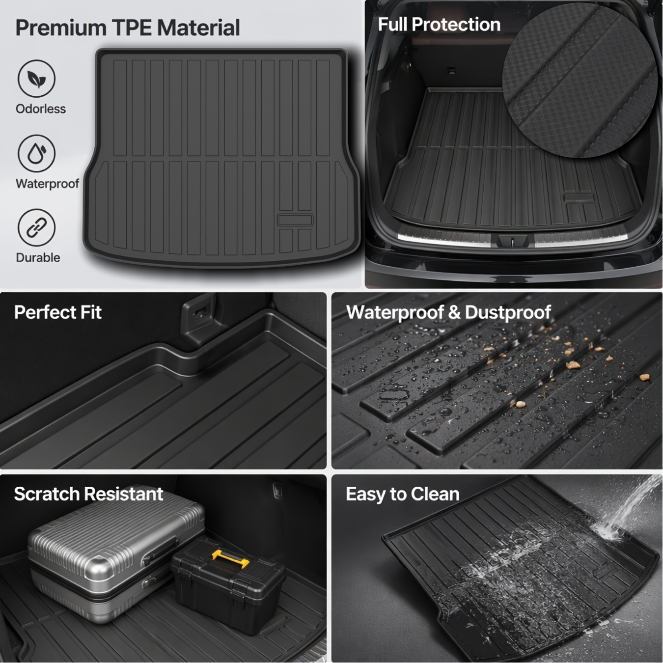 TEMU For For B10 2025-2026 3d Surround Tpe Car Trunk Mat - Waterproof - Anti-slip Texture - Wear-resistant - Perfectly Fits Interior - Interior