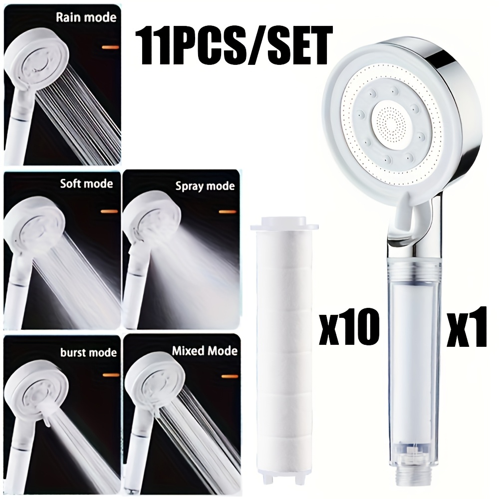 E-shop 11-teiliges 5- Filter-Duschkopf-Set, inklusive 1 5- Filter-Duschkopf + 10 austauschbare Filterpatronen. Mit Druckstrahl wassersparendem Design.