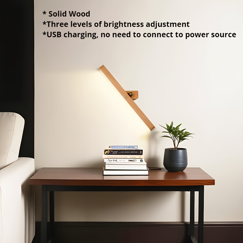 rechargeable usb wood led night light magnetic wireless wall