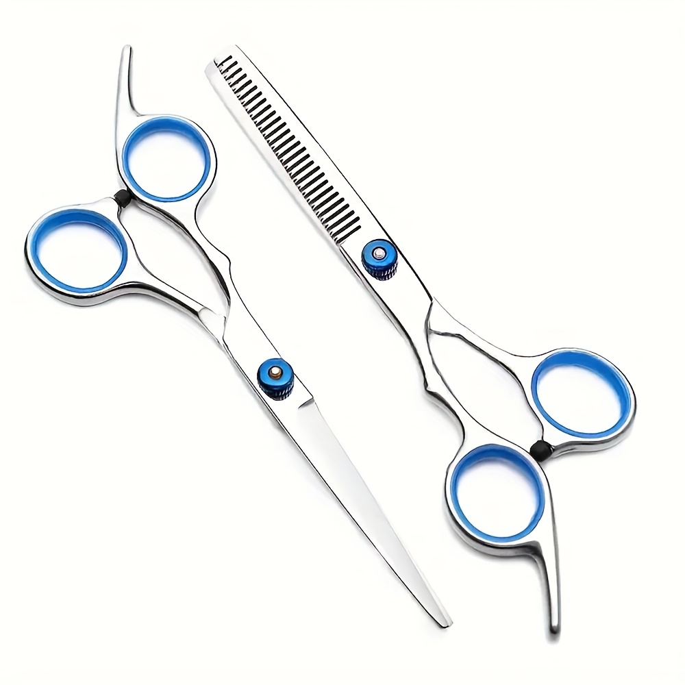 TEMU 2pcs Stainless Steel Professional Hair Cutting Kit Hair Styling Tools With Thinning And Trimming Scissors For Barber Salon Home Uses