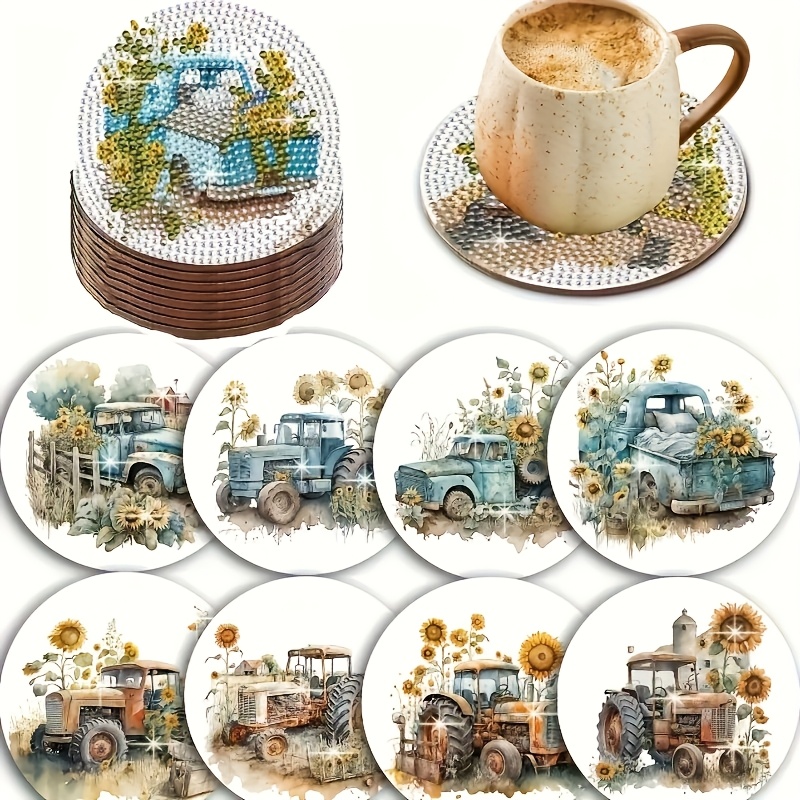 

8pcs Diy Coaster Set - Non-slip, Mosaic Mats For Home Decor & Handmade Gifts (stand Not Included), Best For Christmas