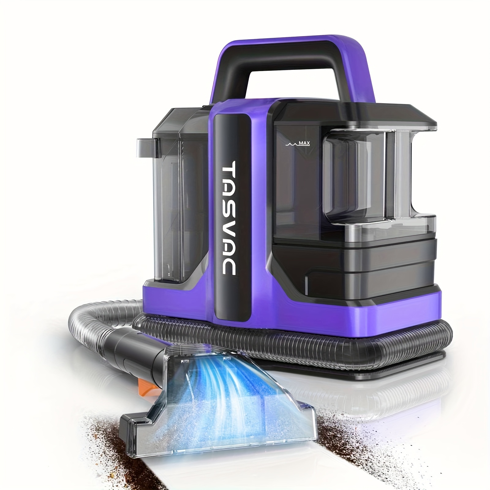 TEMU Tasvac Portable Carpet & Upholstery Cleaner Machine, Spot And Stain With 2 Brushes & Remover Formula For Pets, Stairs, Couch Area Rugs, Upholstery, Car Seat, C7-purple