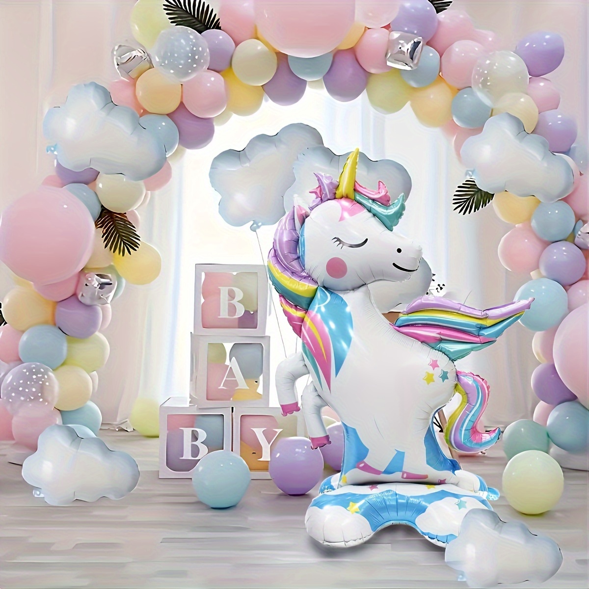 

Jumbo Unicorn Balloon With Stand, Aluminum Foil Party Decoration, Ideal For Wedding, Engagement, Birthday, Valentine's Day, Celebrations, Theme Parties, Photo Prop, 14+ Years, 1 Piece