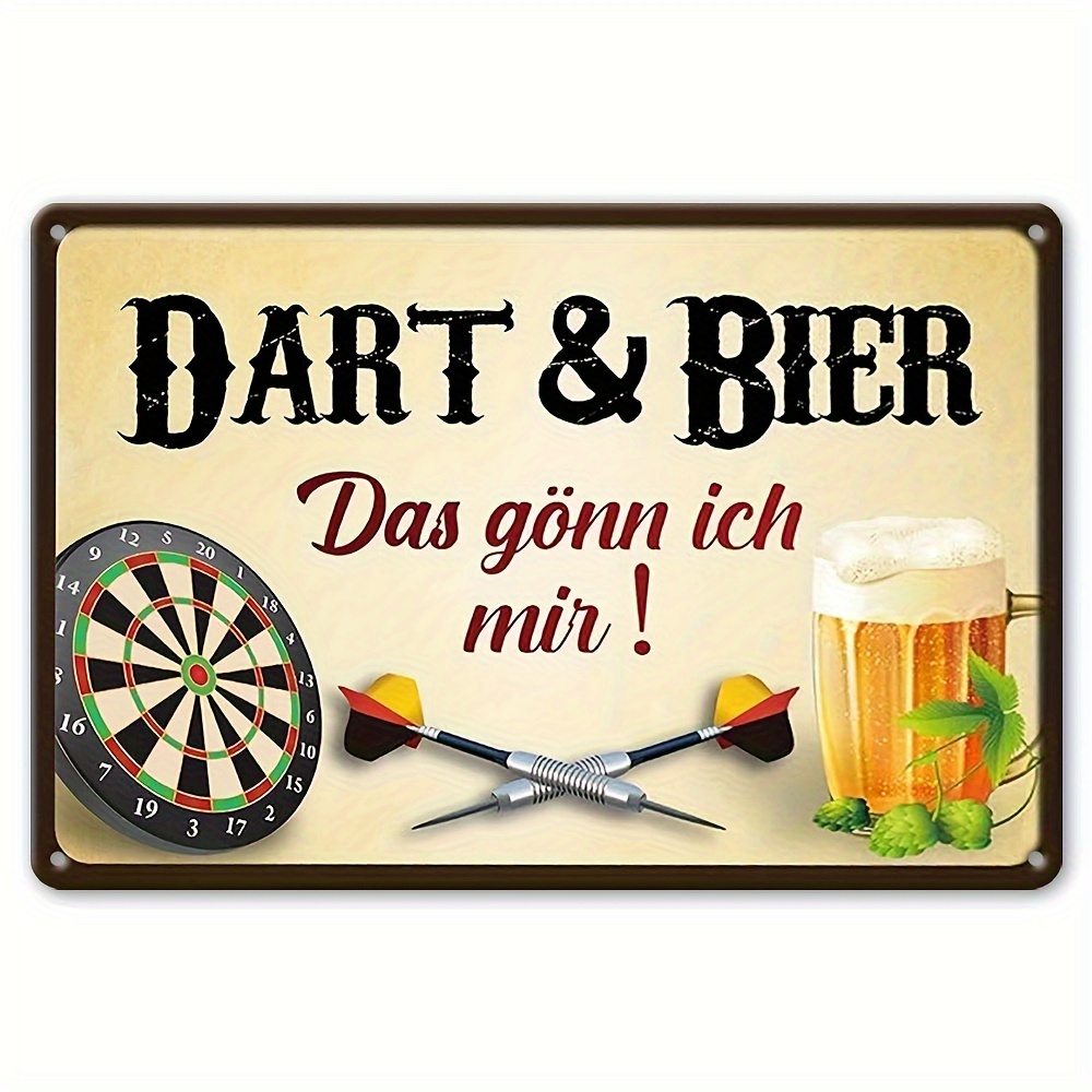 Image of 1pc, 8x12inch (20x30cm) Aluminum Metal Sign, "dart & Bier" Funny Poster, Wall Art For Home, Bathroom, Bedroom, Garden, For Man Cave, German Language, , Wall-mounted Outdoor Decor