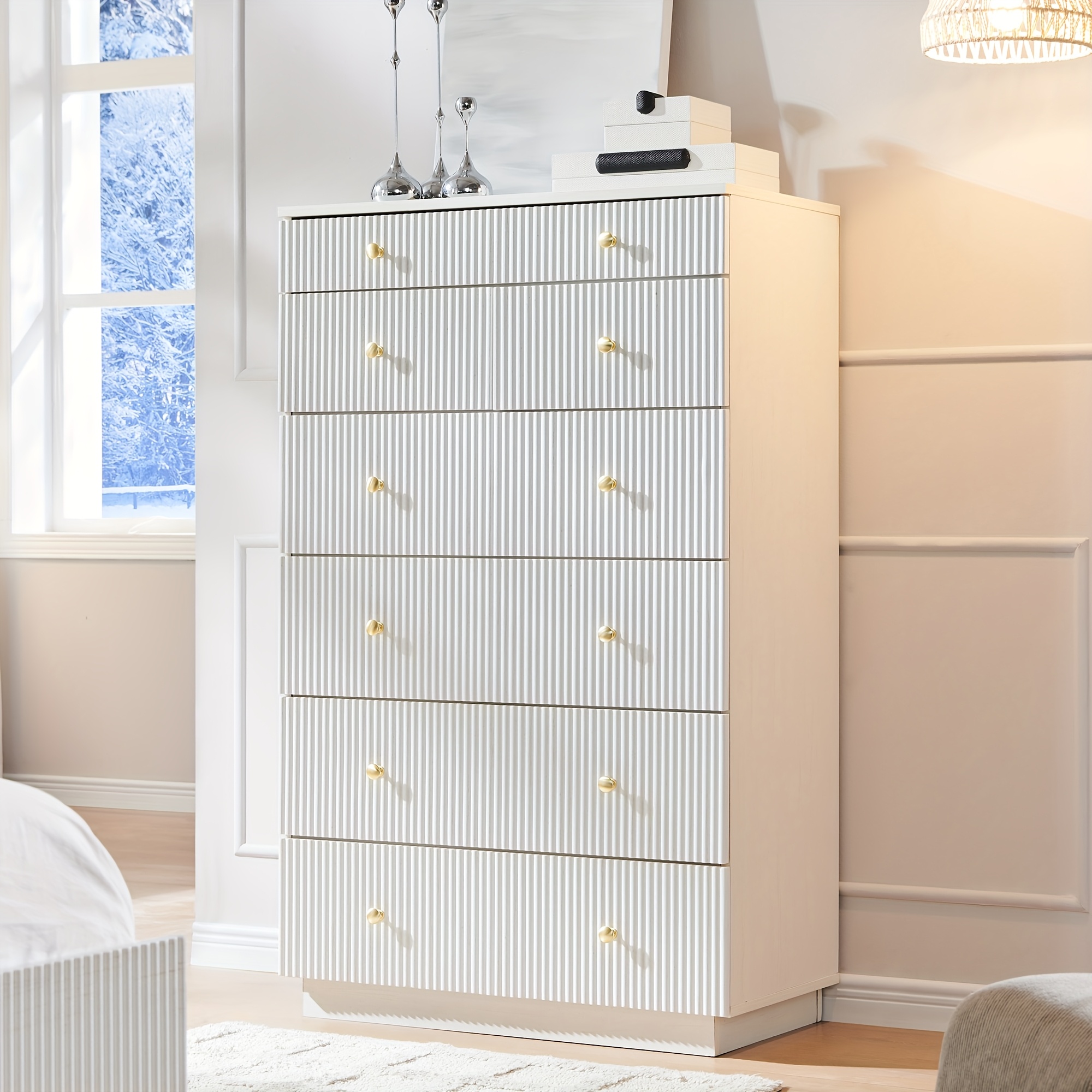 fluted dresser bedroom drawer dressers wood - Temu