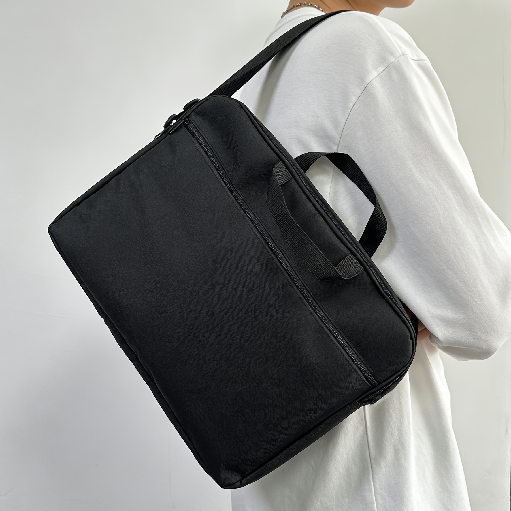 TEMU Casual Large-capacity Handbags, Campus Laptop Bags, Zipper Single-shoulder Bags, Commuting Business Briefcases