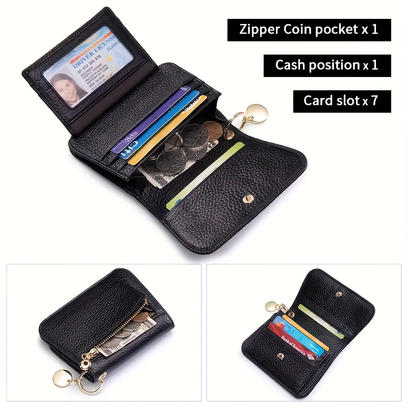 womens wallet short fashion cowhide rfid multi card   holder zipper coin purse 3