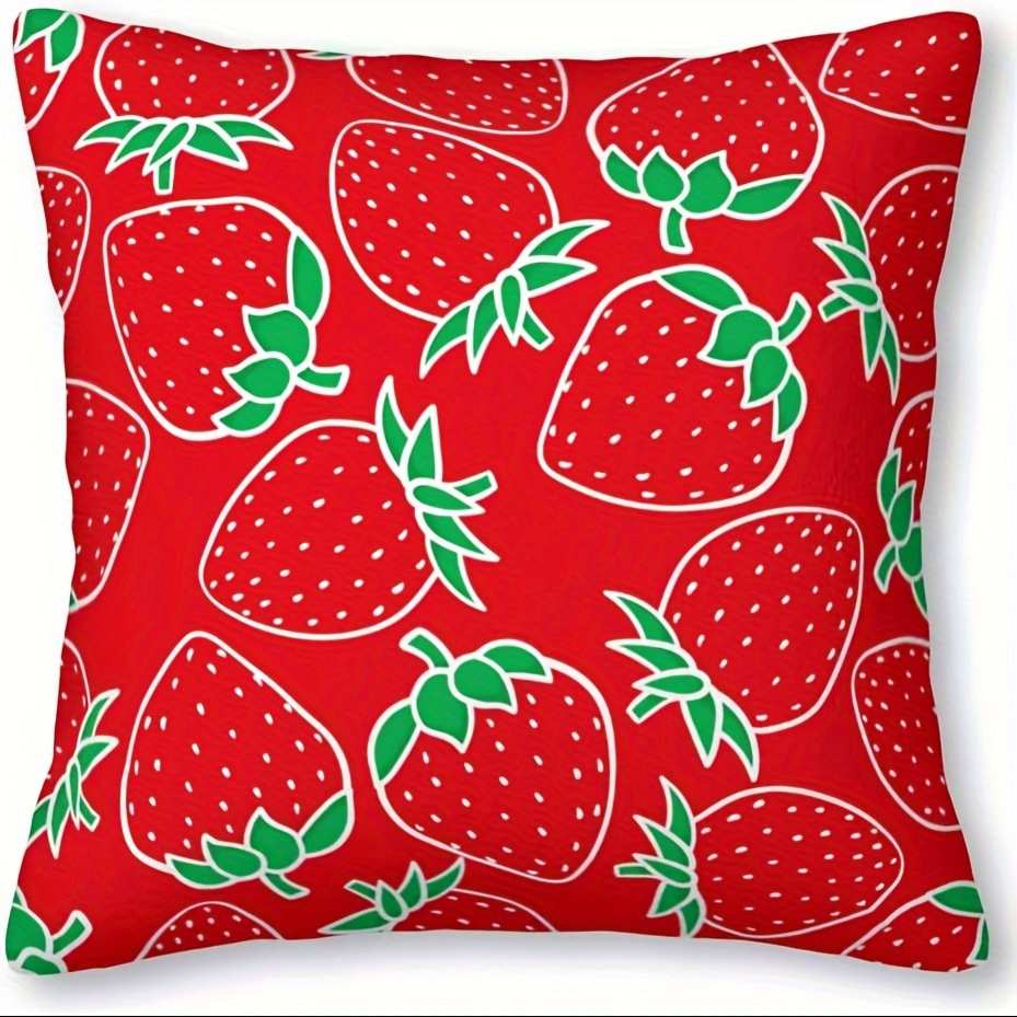 

Festive Red Strawberry Art Pillow Covers - No Pillow Core, 16x16, 18x18, 20x20, Polyester, Machine Washable, Zipper Closure, Suitable For Bed, Couch, Sofa, Office, And Living Room Decorations