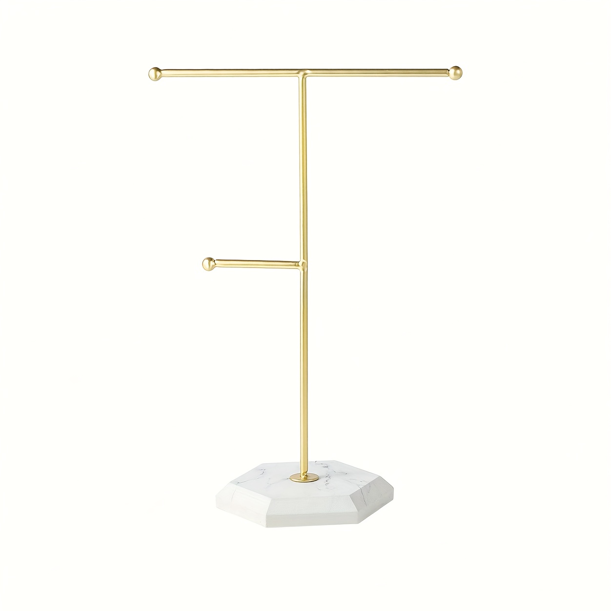 TEMU 1 Minimalist Metal Jewelry Stand With Stone-proof Base, Necklace, Earrings And Other Storage Display Stand, Suitable For Indoor Dressing Tables,