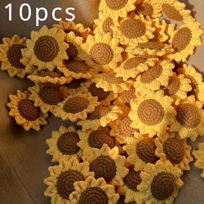 

10 Hand-woven Sunflower Decorative Flowers, Thread Flower Ornaments, Suitable For Diy Handmade, Keychain Accessories, Suitable For 14 And Above