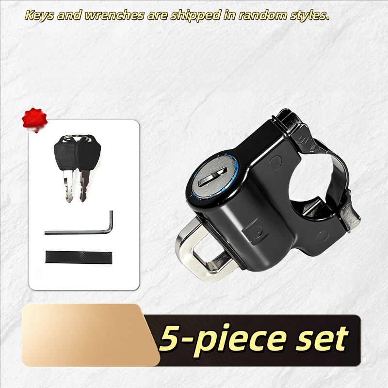 TEMU 5pcs Set (1 Lock 2 Keys 1l Wrench 1 Rubber Strip) Metal Motorcycle Helmet Lock Anti-theft Fixed Lock Universal Electric Motorcycle Additions