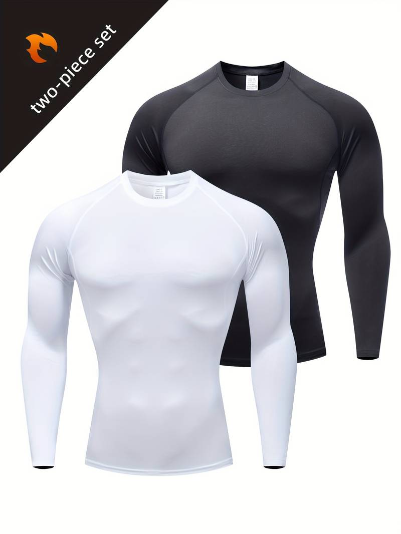 Set 4 Pezzi Abbigliamento Compressione Ragazzi – 2 Maglie Manica Lunga + 2 Pantaloni, Traspirante, Per Sport E Calcio