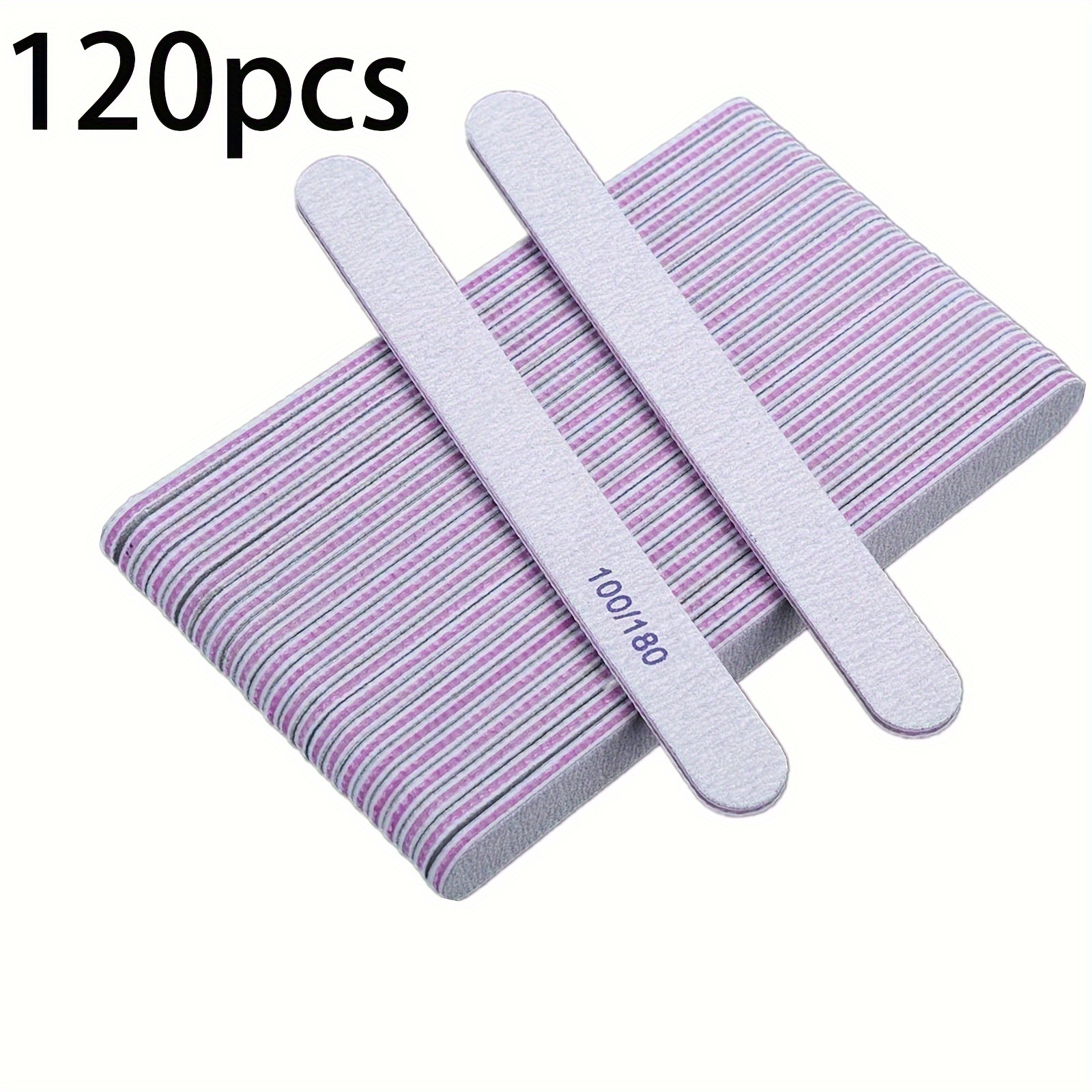TEMU 120pcs Nail Files 100/180 Grit Double Sided Emery Board Nail Buffering Files For Acrylic And Natural Nails