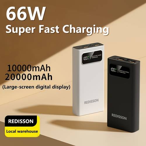 10000mah 20000mah portable charger power bank with lcd display usb c fast charging 66w external battery suitable for iphone 16 15 14 13 ipad galaxy dual usb output lithium polymer battery for smartphones tablets for camping