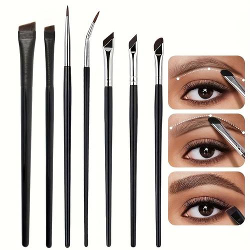 7pcs professional eyeliner eyebrow makeup brush set compatible for skin types ultra thin brow lower lash brush precision detailing for eyebrow shaping eyeliner looks ideal gift for makeup artists beginners