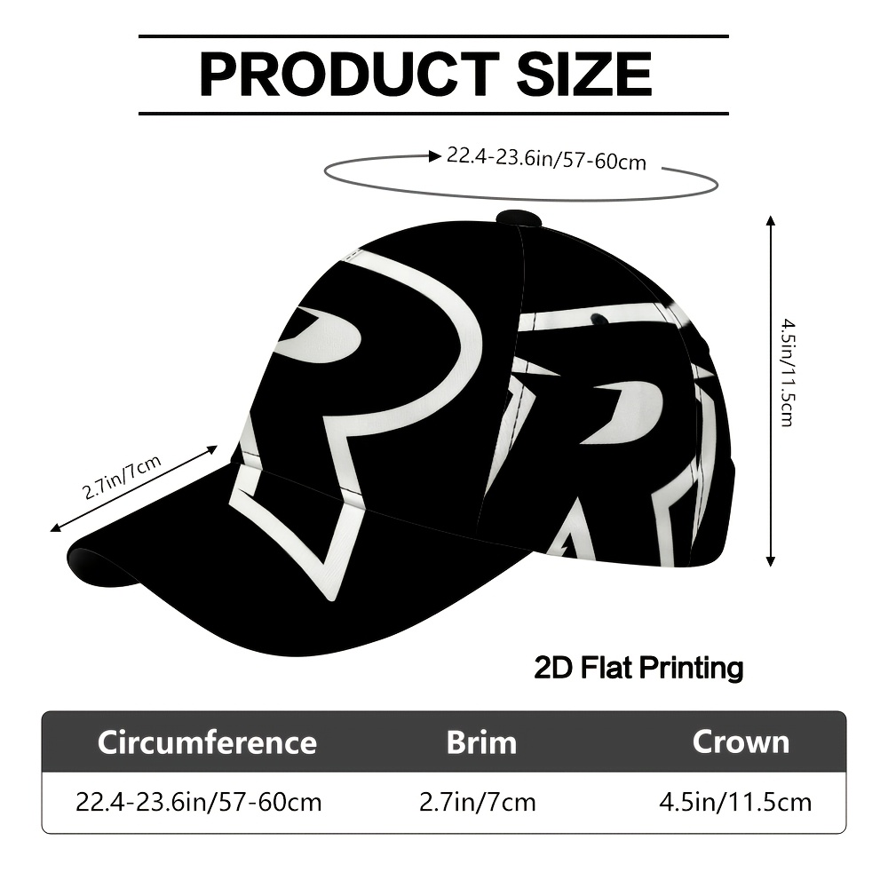 TEMU 1pc 2d Flat Printing Letter Fashionable Printed Baseball Cap, Curved Brim Sports Running Adjustable Baseball Cap