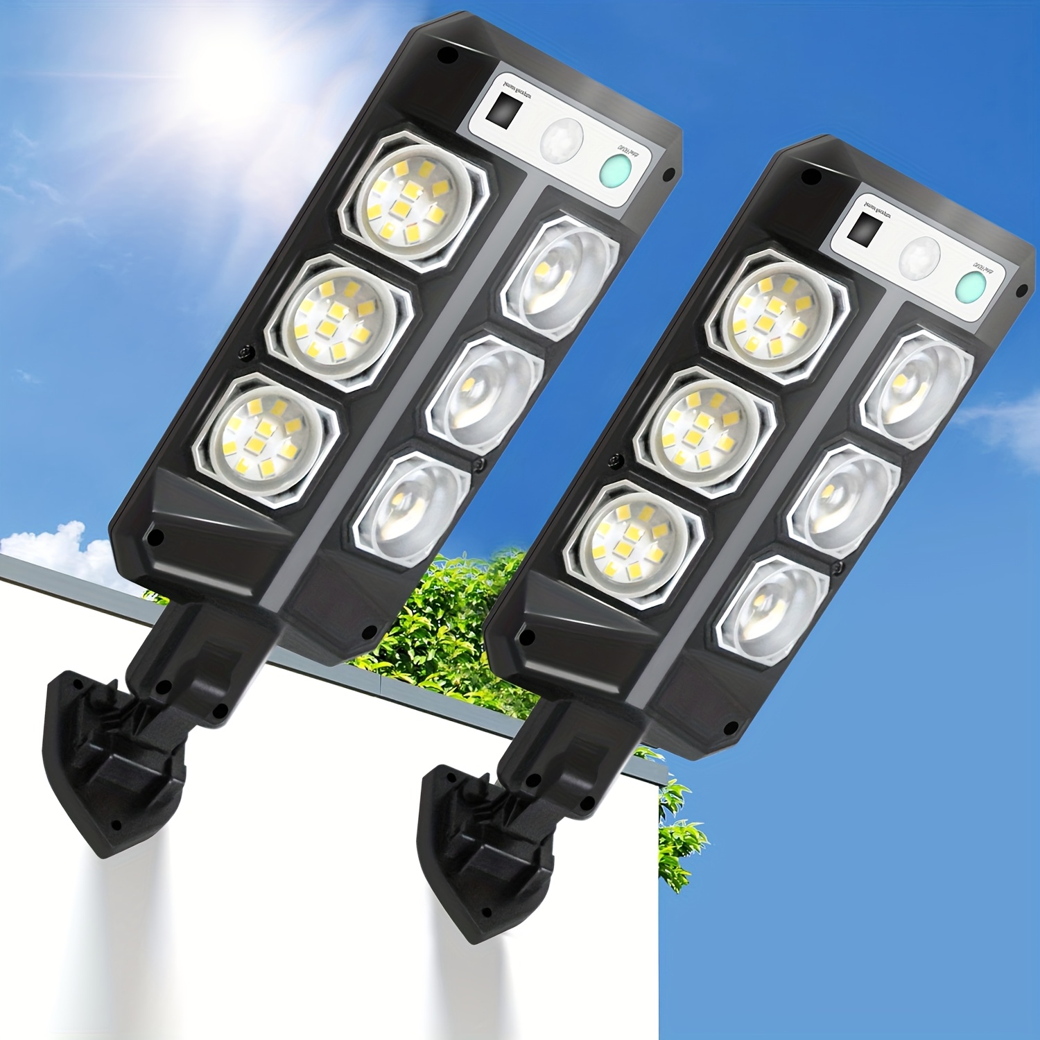 TEMU 2pcs Solar Street Lights, White Light/three , Remote Control, Outdoor Street Lights With Sensors, 3 Of White Light, Suitable For Outdoor And