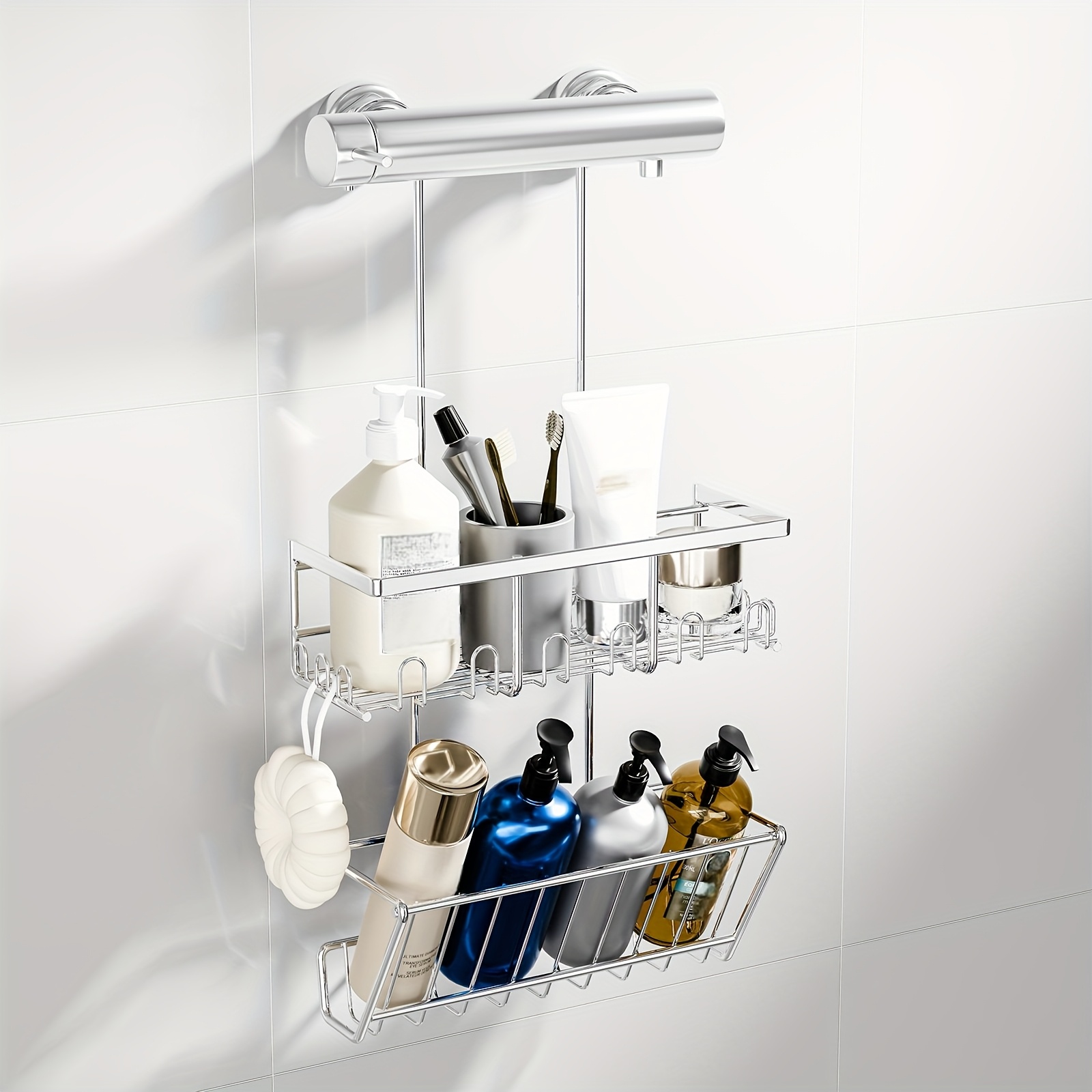 Shower Shelf For Hanging Shower Shelf Without Drilling - Shampoo Shelf For Shower Shower Basket Bathroom Organizer, Shower Shelf Stainless Steel Shower Shelf (silvery)