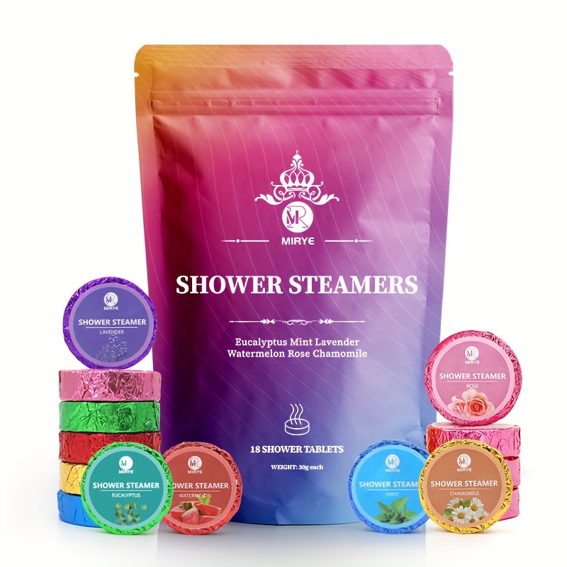 TEMU 18pcs Shower Steamers, Rose, Eucalyptus And 4 Other Scents Of Essential Oil Shower Tablets, Suitable For Men And Women Self-care Spa Gifts, Christmas, Valentine's Day And Gifts!