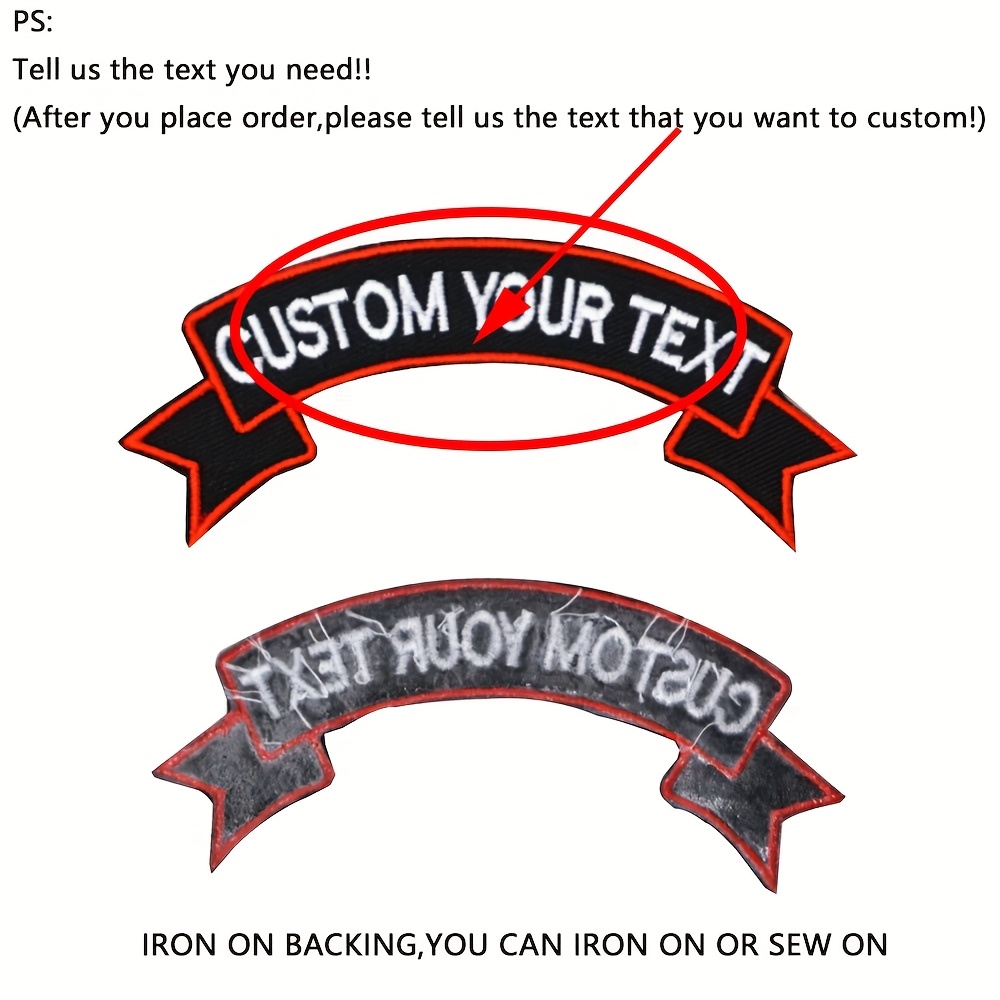 TEMU 1 Customizable Curved Decorative Embroidered Name Patch, Personalized Name Text Patch Badge Armband With Hot Melt Adhesive And Hook-and-loop