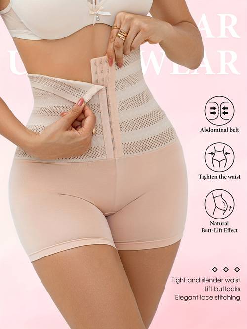 womens high waisted tummy control shapewear panties with adjustable front buttons waist trainer and hip lifting brief