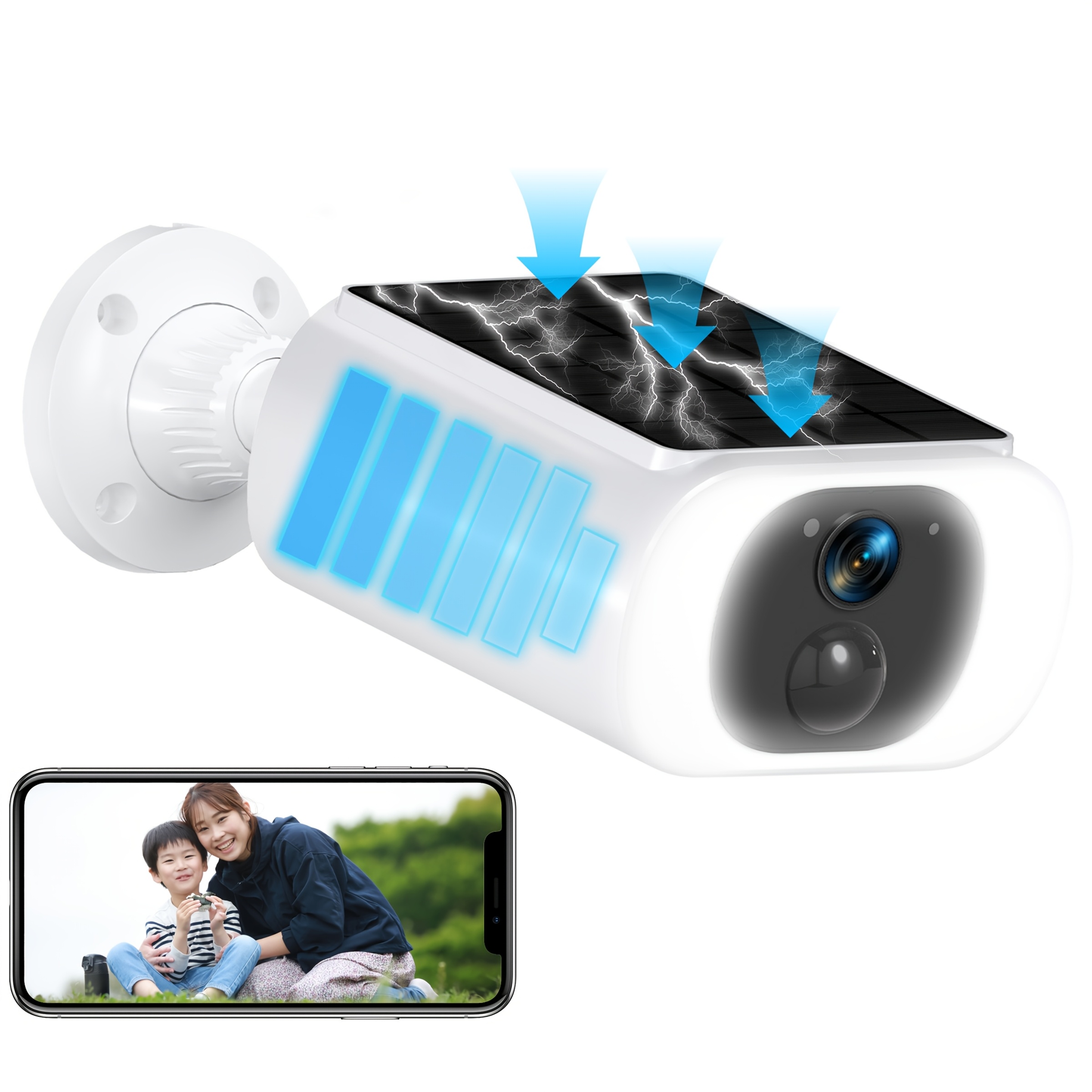 Outdoor Wifi Solar Security Cameras, For High-quality , Integrated Solar For Reliable Power Source, Pir Human Detection Capacity For Safety , Audio