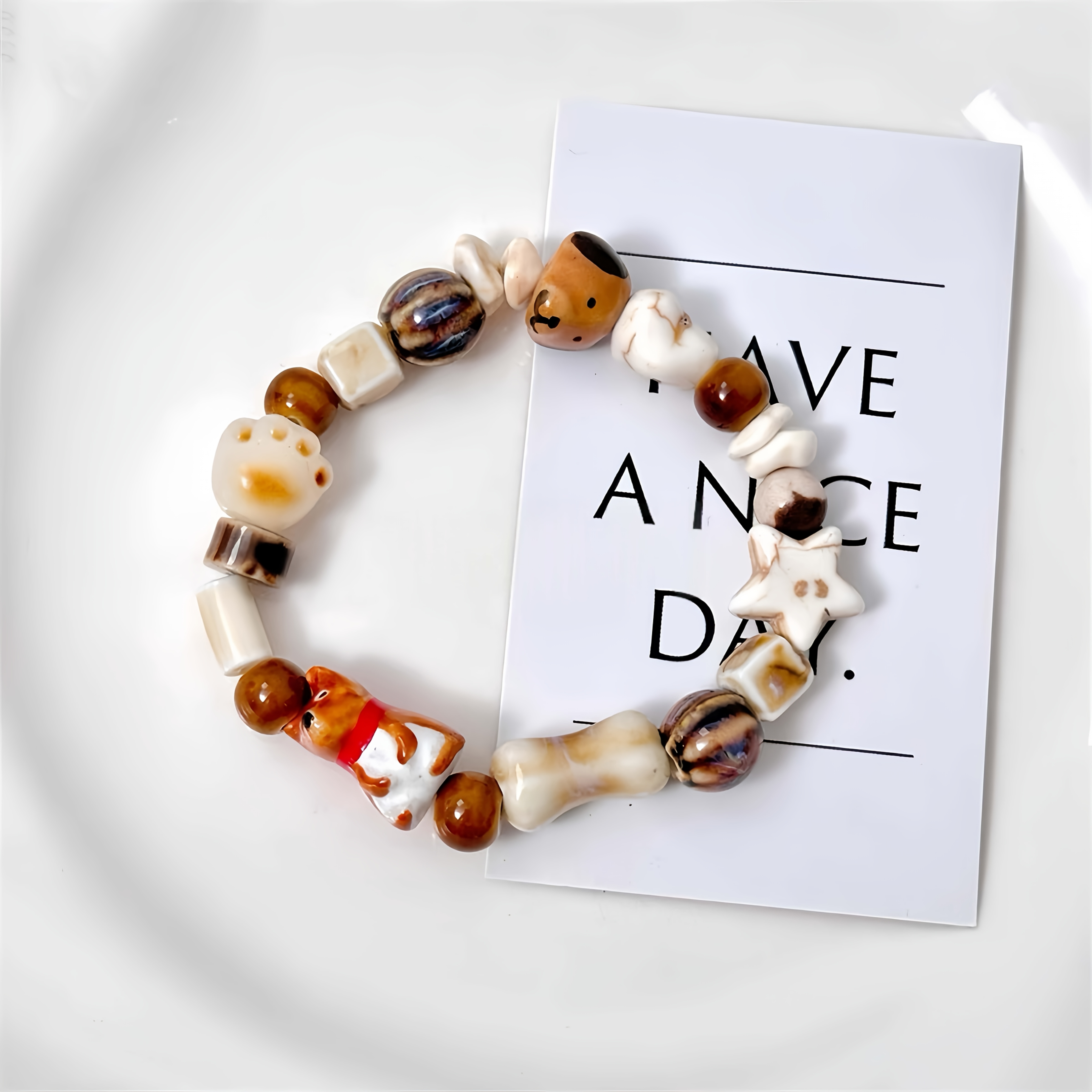 6pcs Assorted Hand-Painted Animal Ceramic Beads for DIY Jewellery