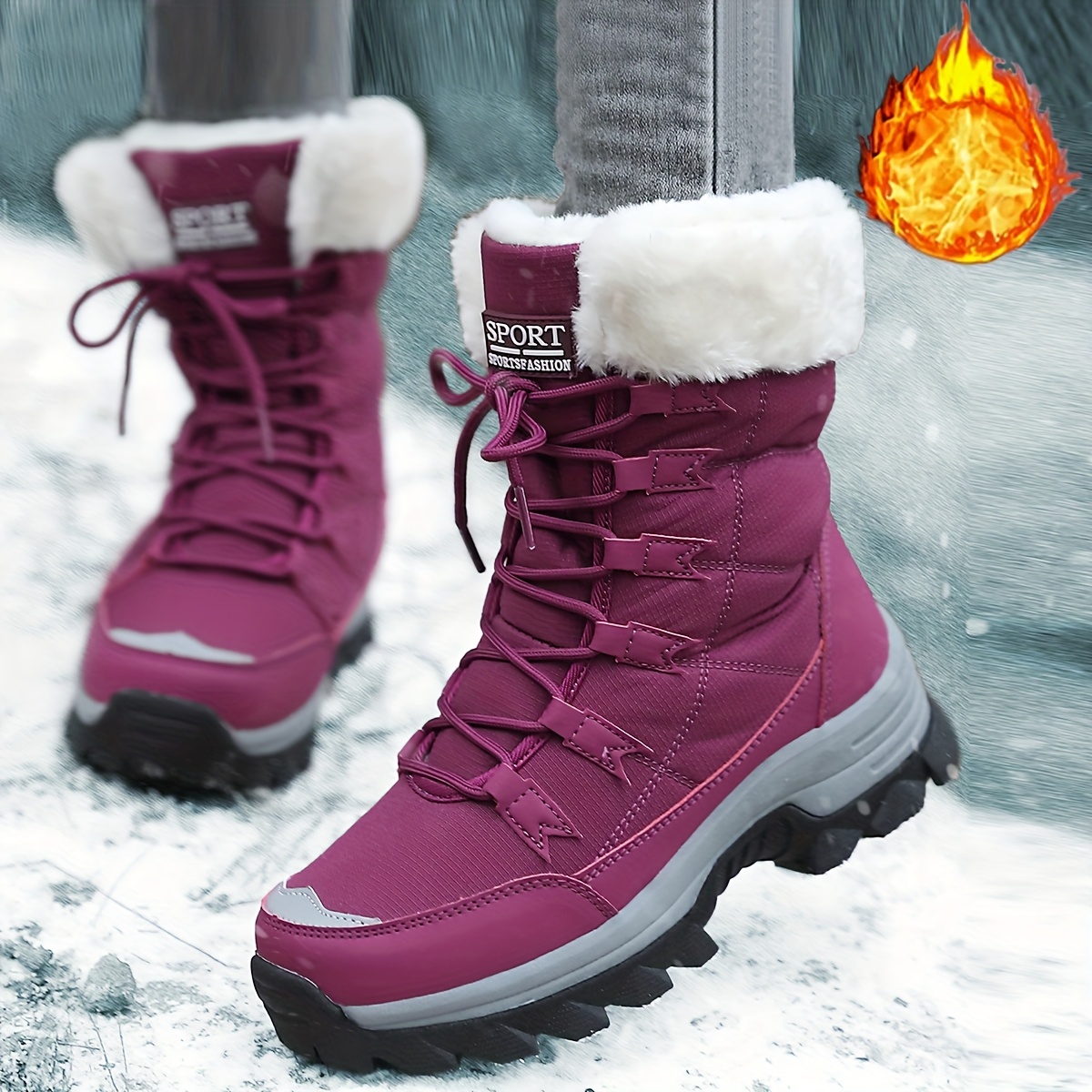 Women's Winter Mid-Calf Boots with Fleece Lining