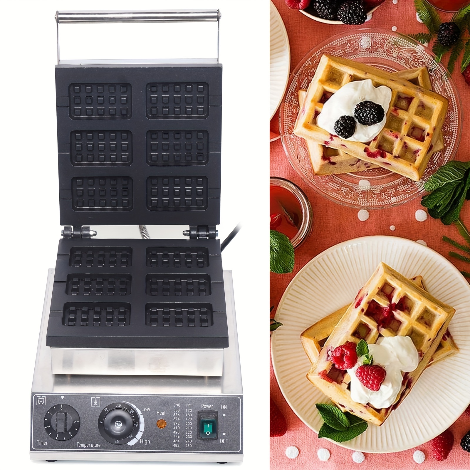 INTBUYING Electric Nonstick Round Belgian Waffle Baker Maker Machine