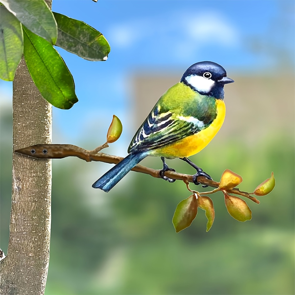 Metal Branch Bird Outdoor Garden Landscape Decoration Insert Card