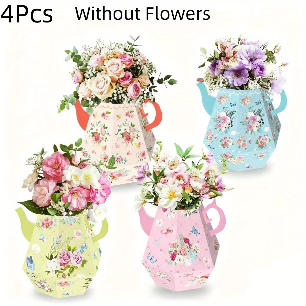 E-shop 4/8 Stück Teeparty-Dekoration Blumenboxen Tischdekoration Prinzessinnen-Tischdekoration für Teekanne Vase Tischdeko für Blumen-Tea-Themen