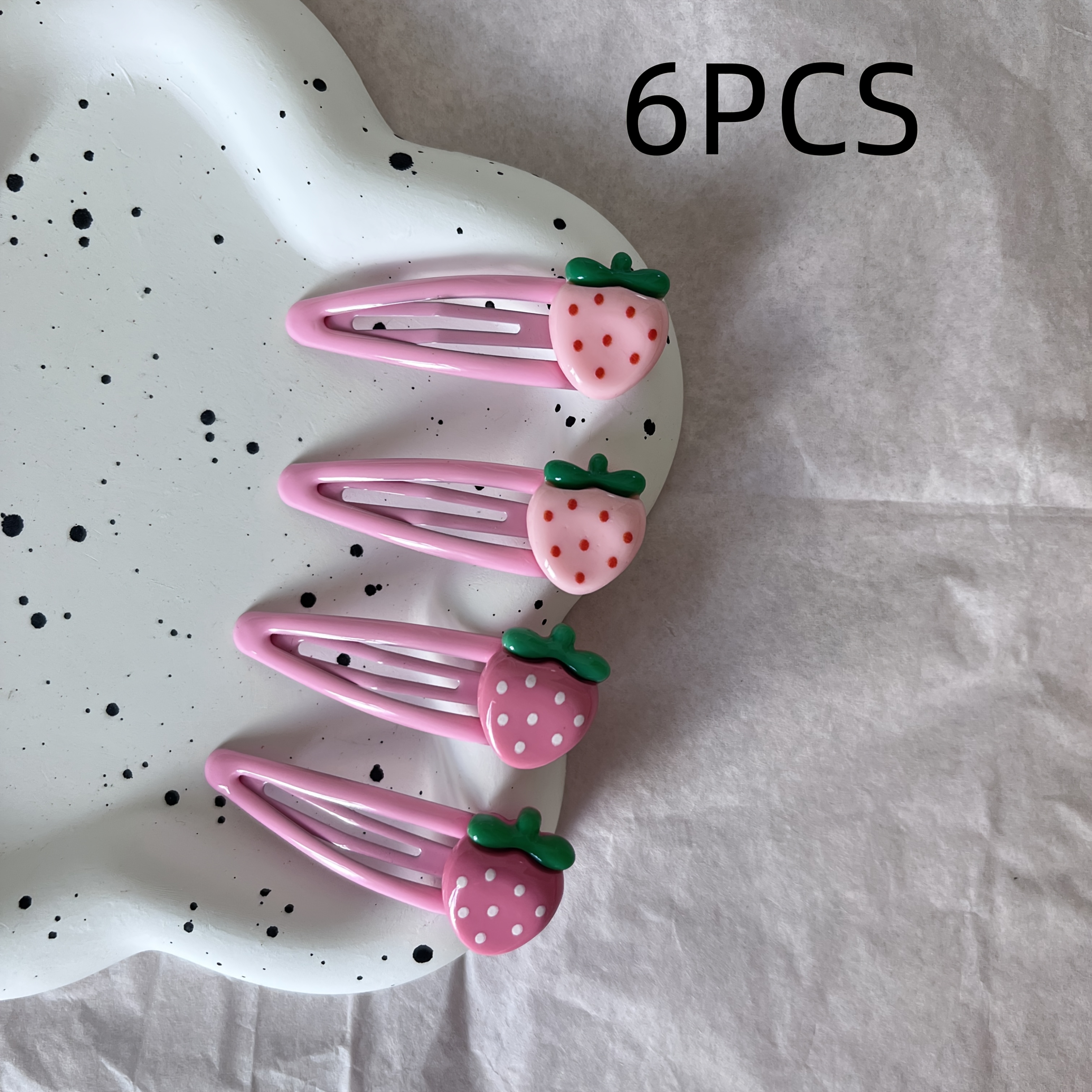 6pcs Cute Strawberry Water Drop Hair Clips - Non-slip Hairpins With Safety Spring Clip, Lightweight Additions For Daily And Special Occasions, , Stylish Hairpins, , Christmas Hair Clips