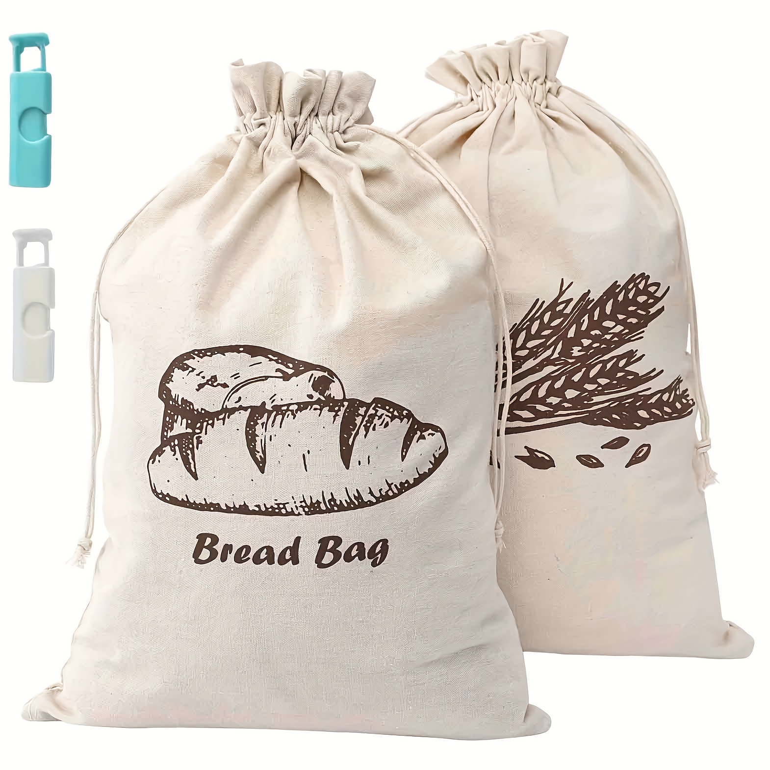 TEMU 2 sacs à pain naturels grands compatibles pour pain fait maison - Sacs réutilisables non pour pain et avec clips, adaptés aux pains artisanaux,