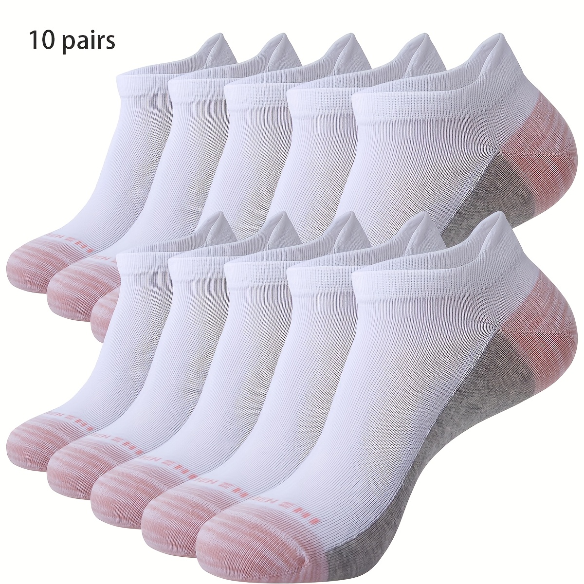 E-shop 5/10 Paar hochwertige, atmungsaktive Tab-Socken - Bequeme, anti-Blasen, niedrig geschnittene Sport-Laufsöckchen für Damen - Maschinenwaschbar,